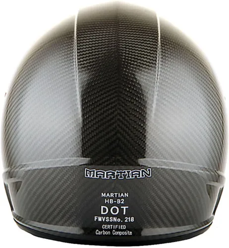Vista 5 de Martian Genuine Real Carbon Fiber Motorcycle Full Face Helmet HB-B2 Open Face Glossy Carbon Black, DOT Approved