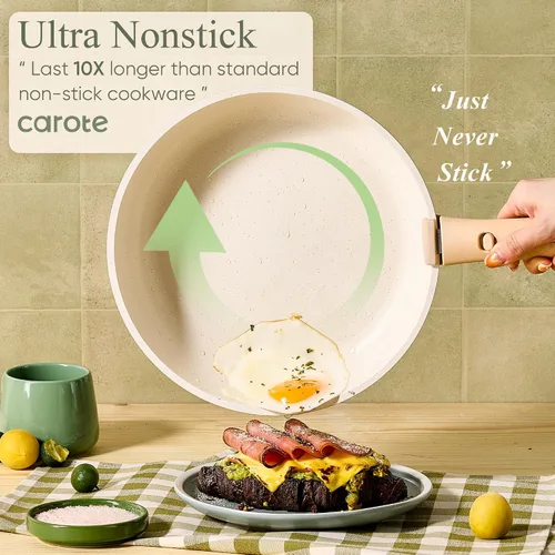 Vista 3 de CAROTE Juego de ollas y sartenes, juego de utensilios de cocina antiadherentes, mango desmontable, 19 piezas de utensilios de cocina de inducción