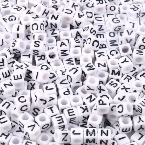 Vista 10 de 900 cuentas acrílicas doradas de letras del alfabeto, letras coloridas del alfabeto, cuentas de cubo negro para pulseras de la amistad y regalos