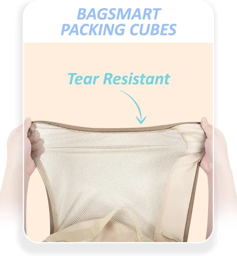 Vista 7 de BAGSMART - Juego de 7 cubos de embalaje para maletas esenciales de viaje, juego de bolsas organizadoras ligeras con bolsa de zapatos, cubos de viaje