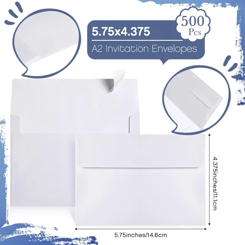 Vista 2 de Fainne Sobres blancos autoadhesivos a granel, A2 5.75 x 4.375 pulgadas, 500