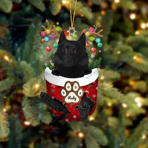 Vista 97 de Adornos personalizados de Pug cervatillo – Decoración personalizada para árbol de Navidad con patas de bolsillo de nieve