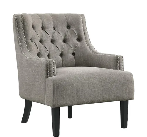 Vista 3 de Lexicon Amory - Silla decorativa de tela, color gris pardo gris topo