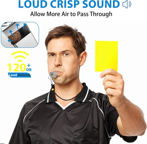 Vista 5 de Xgunion Whistle - Paquete de 3 silbatos deportivos de metal para entrenadores, árbitros deportivos con cordón, silbatos de entrenador para adultos