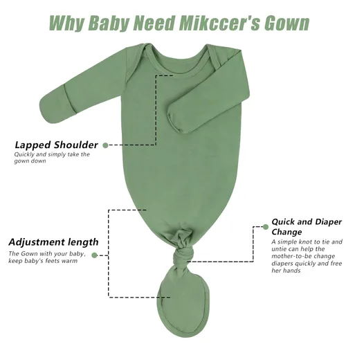 Vista 4 de Vestido de bebé recién nacido anudado de 0 a 6 meses, camisones súper suaves y transpirables para bebés, niñas y niños, traje de hospital