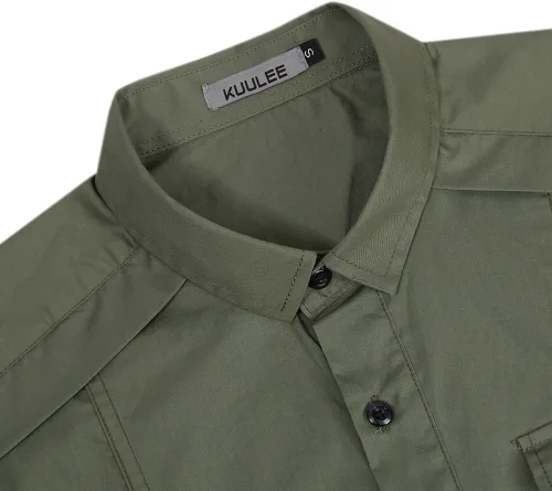 Vista 4 de Camisa táctica de trabajo para hombre, casual, de manga larga, estilo militar