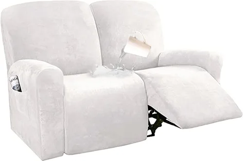 Vista 19 de Fundas impermeables de terciopelo para sofá reclinable, 8 fundas elásticas para sofá reclinable de 1, 2 y 3 plazas, funda suave antideslizante