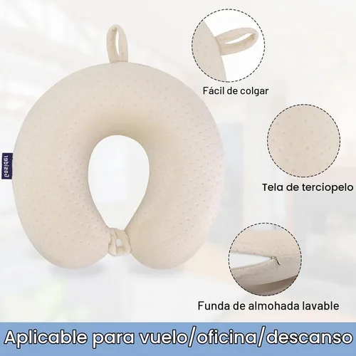 Vista 2 de Almohada de Espuma Viscoelástica para el Cuello, Cómoda Almohada de Viaje para el Cuello, Soporte para Cuello y Cabeza, Ligera y Portátil, Almohada
