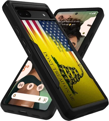 Vista 7 de CasesOnDeck Hybrid Case Compatible with Google Pixel 6A / Pixel 6A (2022) Case [Dual Tactical] Slim Shock Protecting Heavy Duty Cover (American Flag)