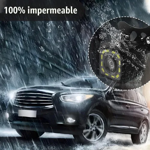 Vista 3 de QUICTO - Cámara de respaldo para auto, impermeable, ultra HD, 12 LED, visión nocturna, vista trasera, cámara de ángulo amplio de 170°, marco largo