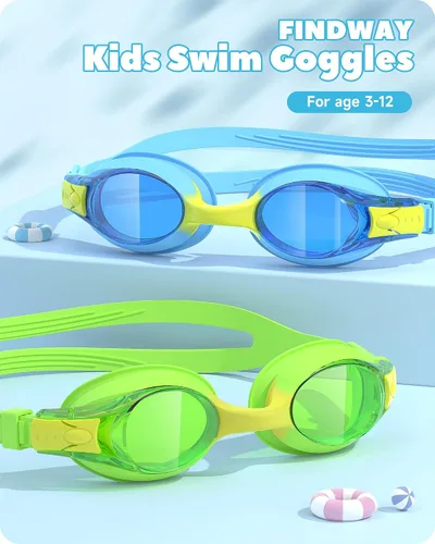 Vista 2 de findway Gafas de natación para niños, antivaho y sin fugas, para niñas de 3 a 14 años