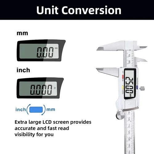 Vista 2 de Greywolf Calibrador digital, herramienta de medición de acero inoxidable, micrómetro electrónico de pinza Vernier, conversión de pulgadas