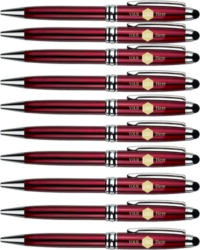 Vista 9 de Ancolo Bolígrafos publicitarios personalizados con lápiz capacitivo, personalizados con tu logotipo o mensaje, bolígrafos con nombre, número