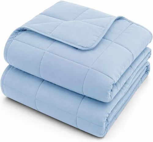Vista 50 de L'AGRATY Manta con peso de 5 libras, para regazo, manta pequeña y portátil para adultos, refrescante, para viajar, relajarse y dormir, para todas