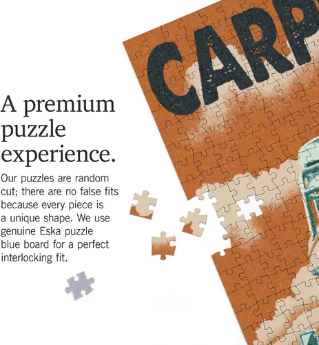 Vista 5 de Lantern Press Carpinteria, California, Letterpress, Camper Van 1000 Piece Jigsaw Puzzle for Adults, Made in USA with Reference Poster