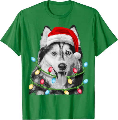 Vista 4 de Camiseta para niños con diseño de hachís siberiano con luces de árbol de Navidad Negro