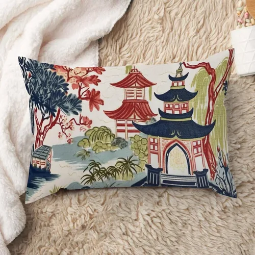 Vista 141 de ArogGeld Funda de cojín con flores verdes y blancas con flores grises y negras y hojas verdes en estilo chinoiserie, funda de almohada cuadrada