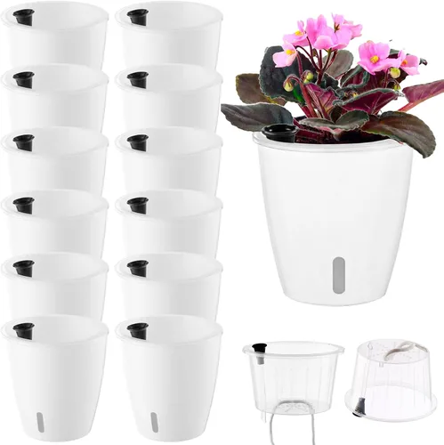 Vista 15 de Macetas transparentes de riego automático para plantas de interior, paquete de 3 macetas de riego automático de 6.7 pulgadas, macetas transparentes