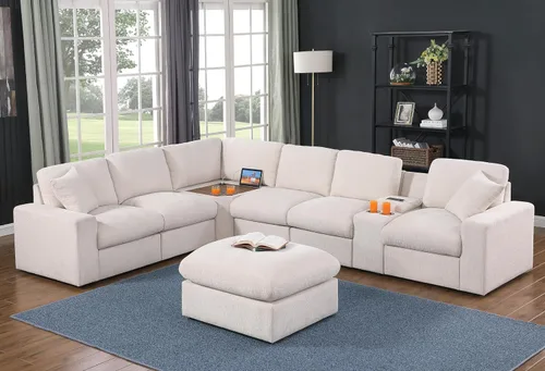 Vista 24 de Ball & Cast - Sofá modular en forma de L de 147 pulgadas para sala de estar con diván reversible y cojines de respaldo extraíbles, juego de sofá