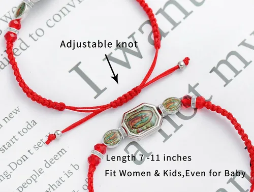 Vista 4 de BONITTER 612 PCS Virgen MaríaSan BenitoSan Judas pulsera rosario hecho a mano nudo rojo cuerdas pulseras de la suerte pulsera hombres o mujeres como