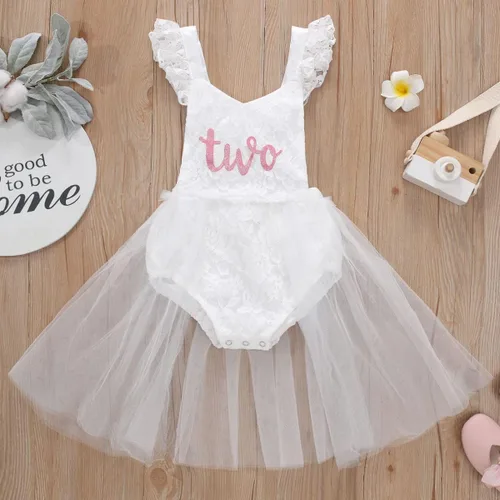 Vista 106 de Traje de bebé niña primer cumpleaños traje de encaje tul mameluco princesa tutú vestido de un año cumpleaños pastel Smash fotografía ropa