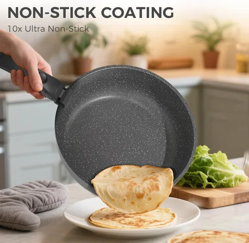 Vista 3 de YASHE 9Pcs Granite Nonstick Pots and Pans Set, Stackable, Oven Safe