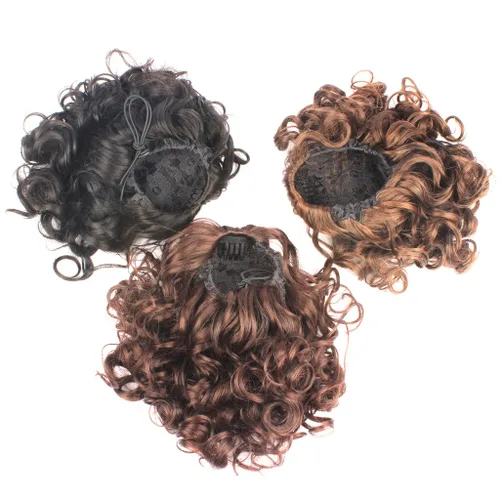 Vista 5 de Postizo de cabello sintético rizado, medida media y larga, de Weken, Negro