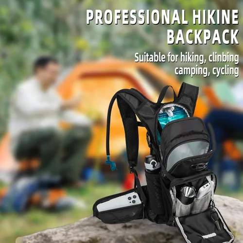 Vista 6 de Mochila de hidratación, mochila de agua ligera para senderismo con vejiga de agua a prueba de fugas de 3 L, paquete de hidratación aislada ideal
