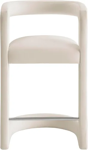 Vista 8 de Modway Winslow Performance - Taburete de terciopelo con reposapiés de acero inoxidable en alabastro