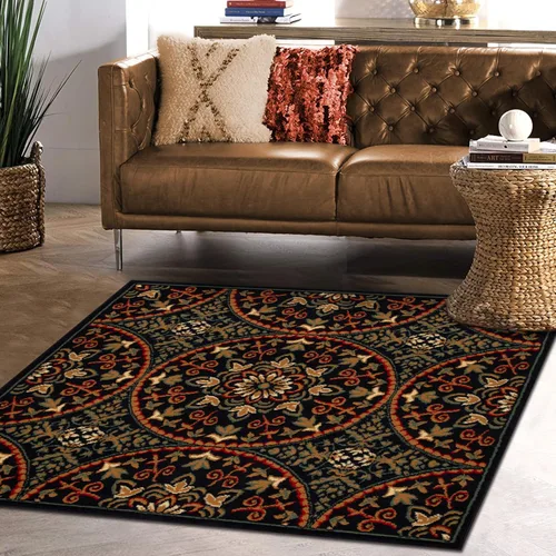 Vista 10 de SUPERIOR Alfombra de pasillo para interiores con respaldo de yute, decoración floral geométrica para el piso del hogar para entrada, cocina, Azul