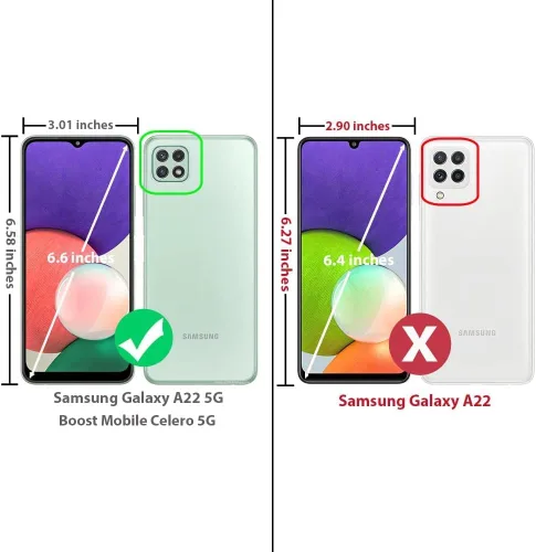 Vista 2 de Compatible con Boost Celero 5G (Boost Mobile) Samsung Galaxy A22 5G con vidrio templado, funda delgada de grado militar con soporte magnético