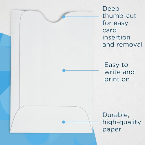 Vista 5 de Guardian Fundas para tarjetas de regalo, paquete de 500 fundas para tarjetas de llaves en blanco, para usar como tarjetero de crédito o sobres