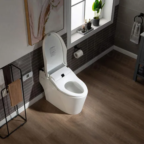 Vista 3 de WOODBRIDGE B0960S - Inodoro de descarga automática, apertura y cierre automáticos, inodoro de descarga única de 1.28 GPF con asiento inteligente