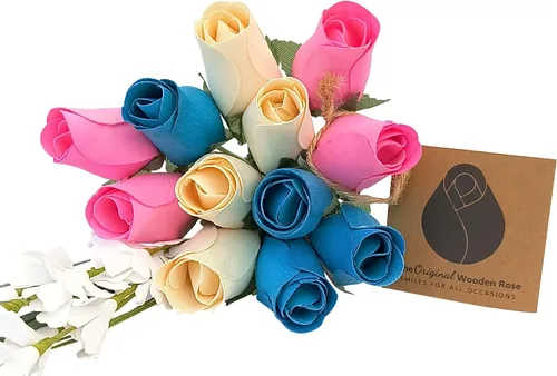 Vista 17 de Ramos originales de rosas de madera en 1, 2, o 3 docenas, Madera de abedul, 1 Docena