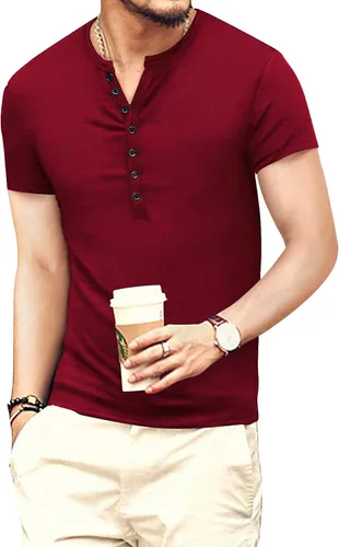 Vista 2 de YTD - Camiseta de manga larga para hombre estilo informal corte ajustado