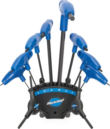 Vista 2 de Park Tool PH-1.2 Juego de llaves hexagonales con mango en P con herramienta de soporte, color azul Llaves hexagonales