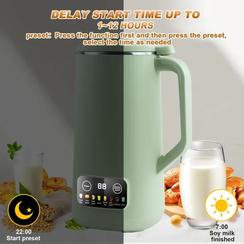 Vista 7 de Espumador de leche eléctrico, espumador de café de 16.9 fl oz con 10 cuchillas, control de temperatura, soja de avena casera de coco o leches a base