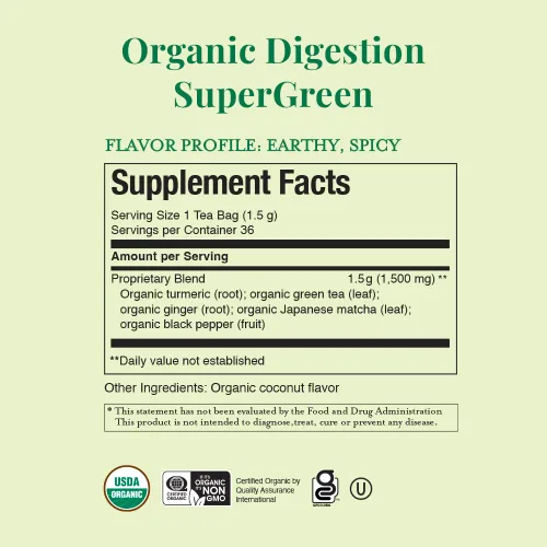 Vista 2 de The Republic of Tea - Lata de té SuperGreen de digestión orgánica, 36 bolsas de té, matcha japonés con cafeína natural y té verde
