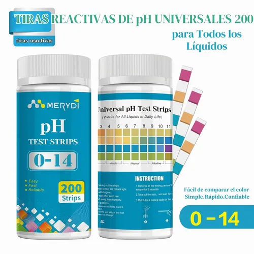 Vista 2 de Tiras de prueba de pH (rango 0-14) – 200 piezas de papel tornasol universal para agua, piscinas, kombucha, alimentos y fabricación de jabón