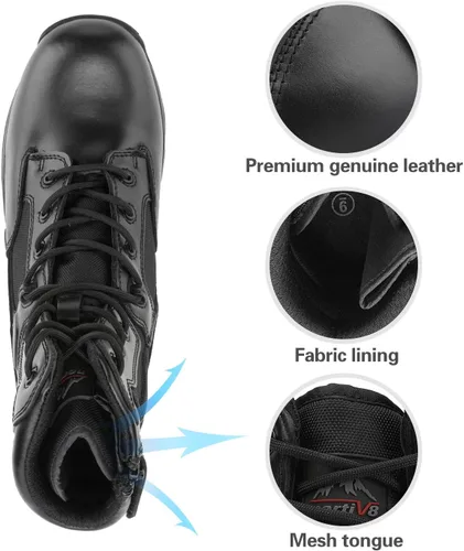 Vista 4 de NORTIV 8 - Botas tácticas de trabajo tipo militar para hombre, para senderismo, motociclismo y combate