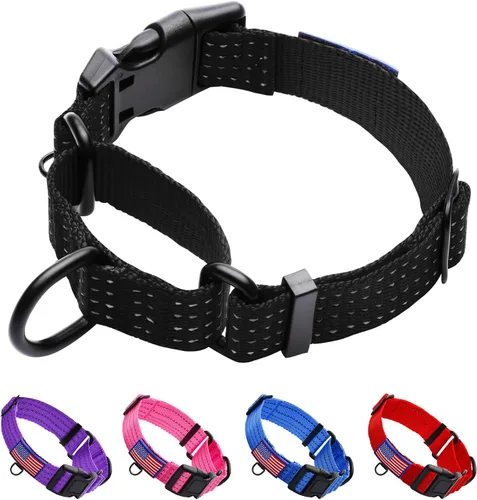 Vista 6 de Collar Martingale para perros de entrenamiento. Collares reflectantes ajustables con hebilla, sin tirones, evita que se resbalen, para perros