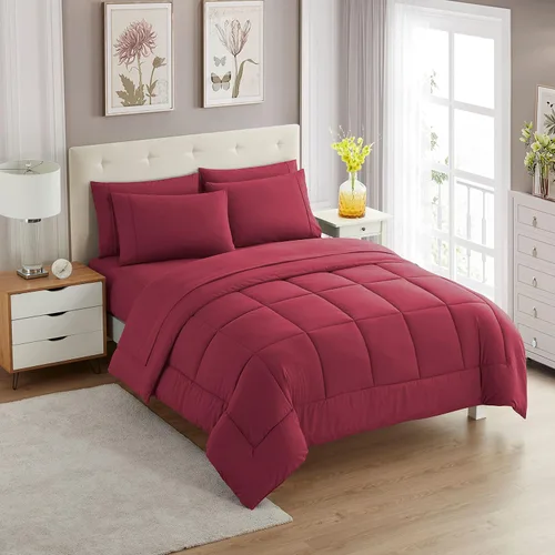 Vista 65 de Sweet Home Collection Juego de edredón de 7 piezas de color sólido para todas las estaciones, manta alternativa de plumón suave y lujosas sábanas