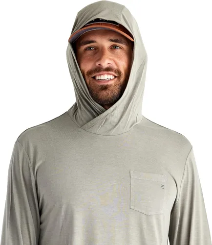 Vista 3 de Free Fly Sudadera con capucha ligera de bambú para hombre, secado rápido, transpirable, con protección solar, UPF 20+