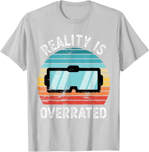 Vista 20 de Reality is Overrated VR - Camiseta divertida de regalo de realidad virtual, Negro, S