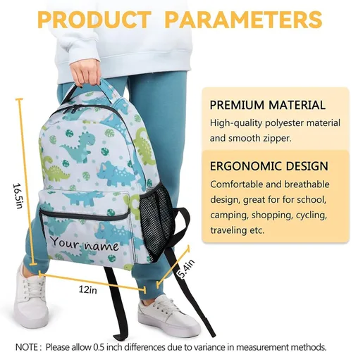 Vista 3 de Mochila de dinosaurio para niños, mochila verde de 16 pulgadas para niñas, bonita bolsa ligera para viajes, Mochila2-2, Casual
