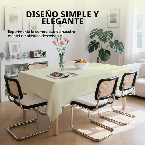 Vista 3 de Paquete de 10 manteles desechables de plástico premium de 54 x 108 pulgadas, mantel rectangular para mesa, para cumpleaños, bodas, Navidad, Beige
