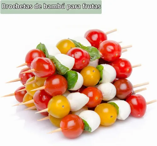 Vista 3 de Brochetas de madera de bambú de 6 pulgadas para barbacoa, kabob, aperitivo, fruta, salchicha, fuente de chocolate, palitos de brocheta de barbacoa