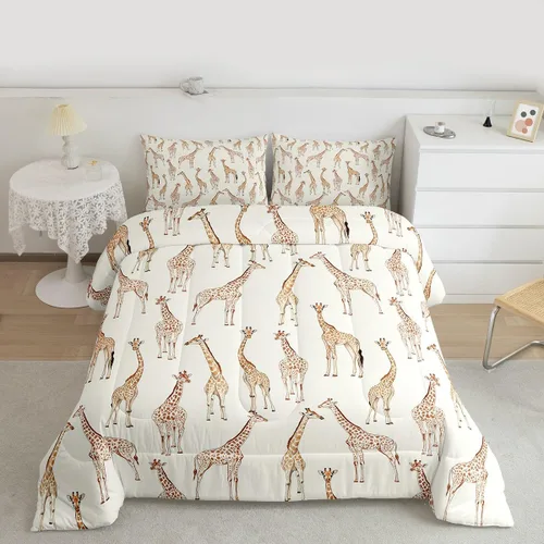 Vista 14 de Feelyou Juego de edredón de animales de la selva para todas las estaciones, juego de ropa de cama con 1 funda de almohada de microfibra de elefante