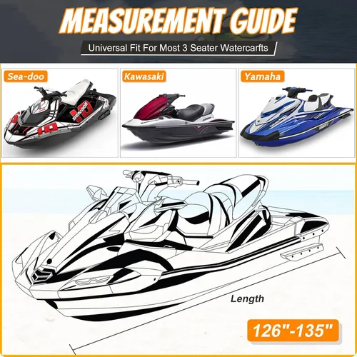 Vista 3 de Funda para moto acuática remolcable, impermeable, resistente al desgarro, con 3 hebillas resistentes al viento y ventilación de aire, se adapta