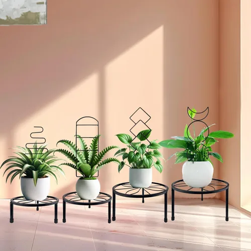 Vista 3 de 4 Paquetes de Enrejados para Plantas Trepadoras de Interior, HENABLE Enrejado de Metal Pequeño para Jardín para Plantas en Macetas al Aire Libre